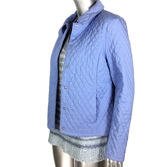Nordstrom Blue Quilted Snap Closure Jacke Large - Picture 3 of 4
